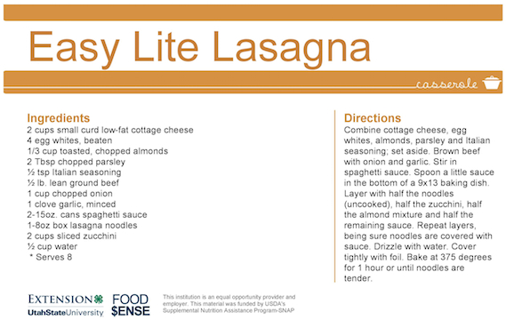 Easy Lite Lasagna